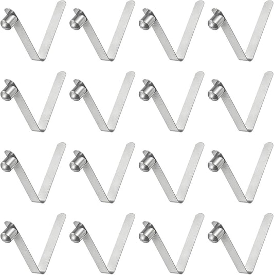 HARFINGTON 16pcs Single Button Kayak Paddle Snap Spring Clip 6.5x8x36mm 65Mn Spring Steel V-Shaped Solid Lift Telescopic Locking Tube Pole Clips for Tent Umbrella Camping