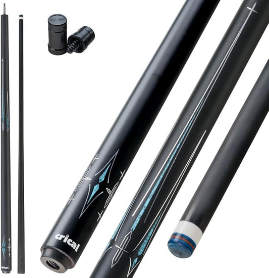 CRICAL Carbon Fiber Pool Cue Stick 58" Billiard Cue Sticks Professional Low Deflection Pool Sticks with 3/8 * 8 Pin Joint and 12.5mm Tip