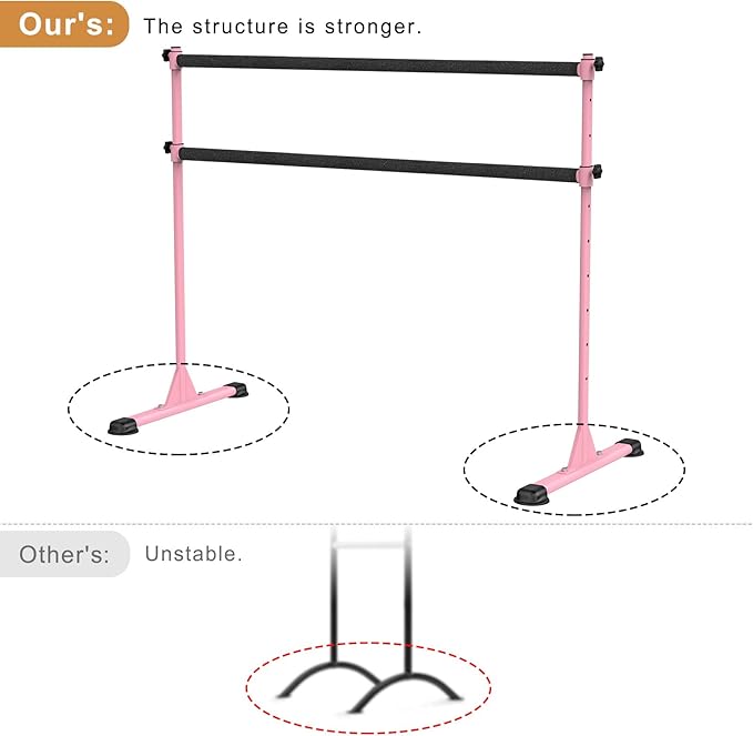 Height Adjustable Ballet Barre, Heavy Duty Freestanding Dance Bar, Anti-Slip Sturdy for Kids & Adults, Ideal for Home, Ballet, Fitness, Yoga