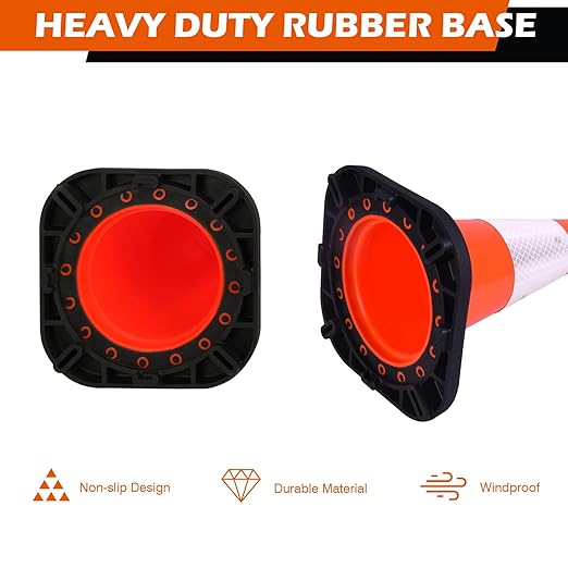 8 Pack 12" in Orange PVC Safety Cones with Reflective Stripe, Stackable Training Cones for Sports, Soccer, Drills, Indoor and Outdoor Activities and Festive Events
