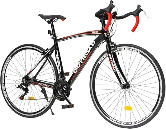 700C Wheel Road Commuter Bike, 14/21 Speed Shifter, Dual Disc Brakes Racing Bicycle with Light Aluminum Alloy Frame for Adult Men and Women