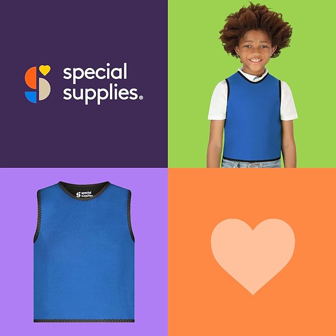 Special Supplies Sensory Compression Vest Deep Pressure Comfort (Blue, Small)