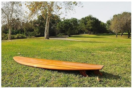 Natural Beauty Long Board Wooden Surfboard Handmade with Ultra Stylish Fins and Sleek, Glossy Exterior, Red Cedar and Then Finished in a Durable Fiberglass Epoxy