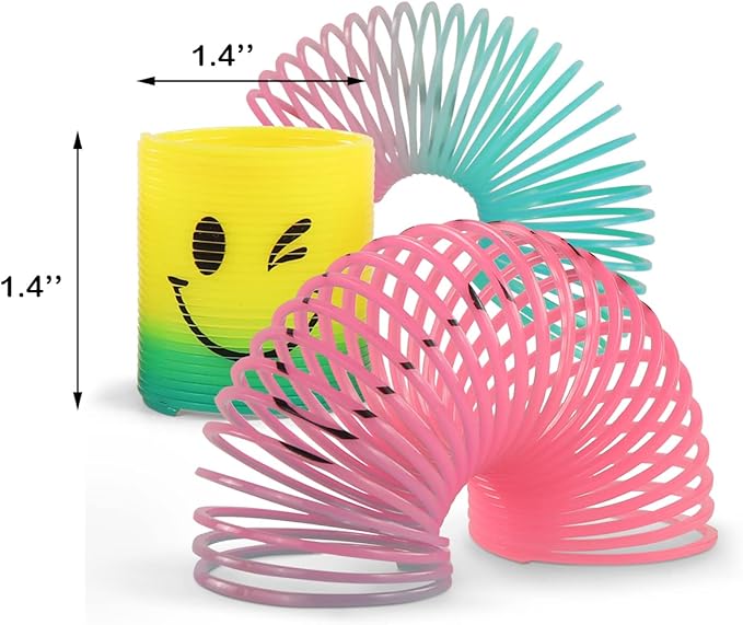 72 Pack Spring Rainbow Magic Fidget Stress Coil Mini Springs Bulk Toys For Party Favor Carnival Prize Birthday Goodie Bag Stuffers For Kids Boys Girls… (72)