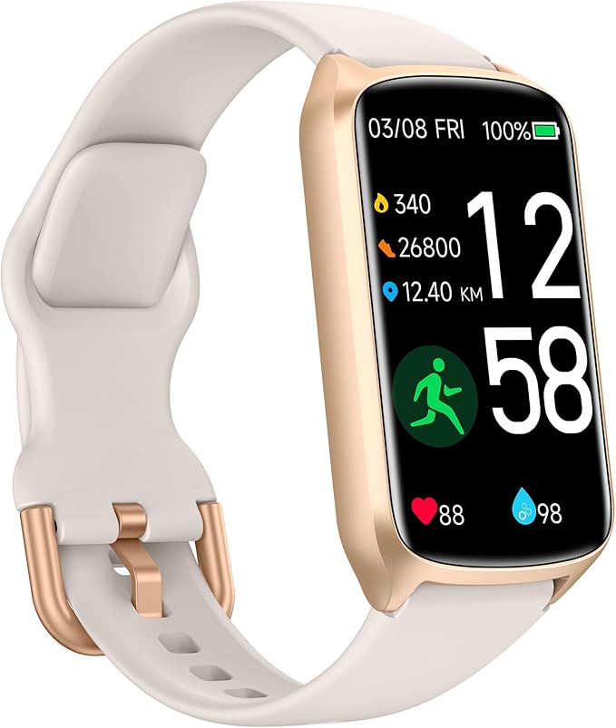 Health Fitness Tracker with 24/7 Heart Rate, Blood Oxygen, Blood Pressure, Sleep Tracker, 5ATM Waterproof Activity Trackers with Step Tracker, Pedometer (S & L Bands Included)