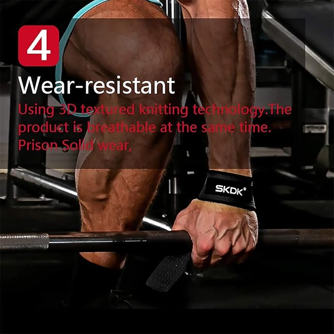 SKDK Cotton Hard Pull Wrist Lifting Straps Grips Band-Deadlift Straps with Neoprene Cushioned Wrist Padded and Anti-Skid Silicone - for Weightlifting, Bodybuilding, Xfit, Strength Training