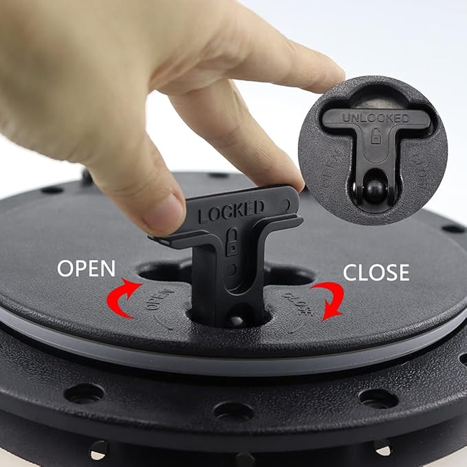 8Inch Hatch Kit, Deck Hatch with Waterproof Bag and Fasteners for Kayak Boat Fishing Rigging（Black）