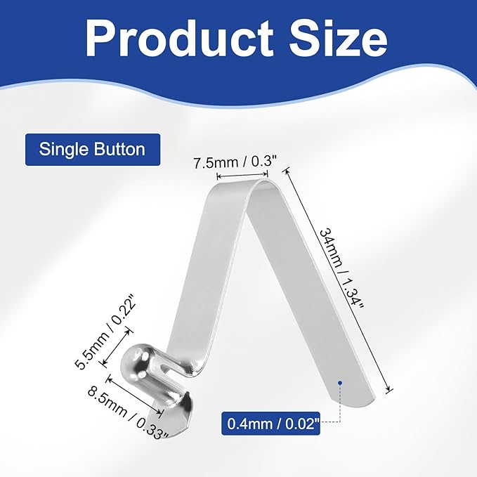 HARFINGTON Single Button Kayak Paddle Snap Spring Clip Spring Steel V-Shaped Hollow Lift Telescopic Locking Tube Pole Clips for Tent Umbrella Camping