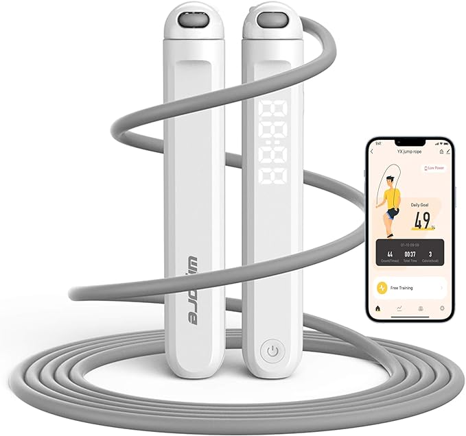 Jump Rope With Counter and App - Tangle-Free Rapid Speed Skipping Rope for Fitness, Home Exercise, Workout - Gifts for Adults, Women, Men, Kids