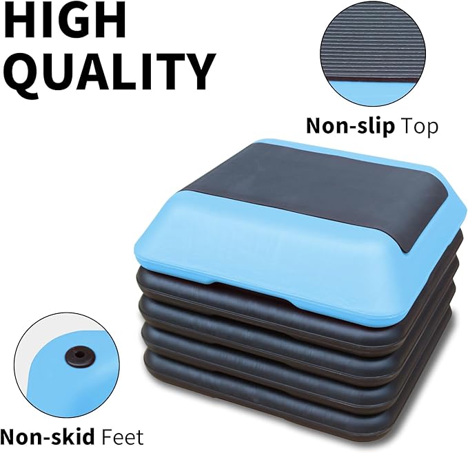 Kaimei Adjustable Height Aerobics Step Platform - Fitness Stepper for Cardio, Home Workout, Exercise