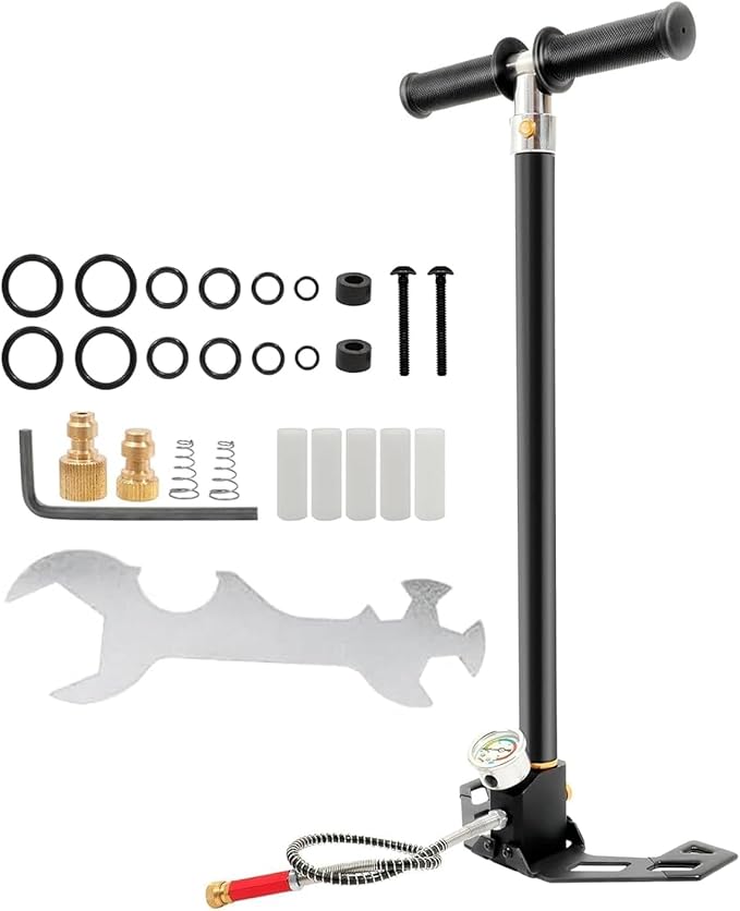 4-Stage PCP Hand Pump, 30MPa/4500PSI High Pressure Pump with Oil-Water Filter for PCP Air Rifles, HPA Tanks, Paintball Guns & Tire Inflation