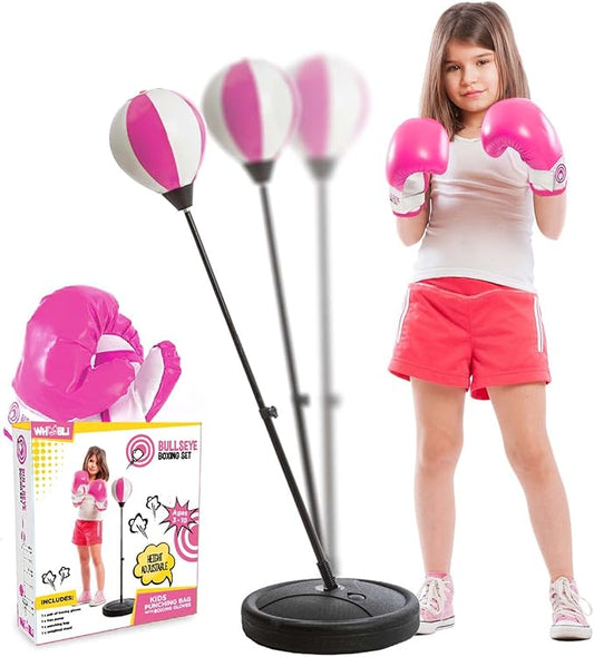 Whoobli Punching Bag for Kids and Toddler Incl Boxing Gloves| 3-10 Years Old Adjustable Kids Punching Bag with Stand| Sports Toy for Boys| Ideal Christmas Birthday Gift for Children