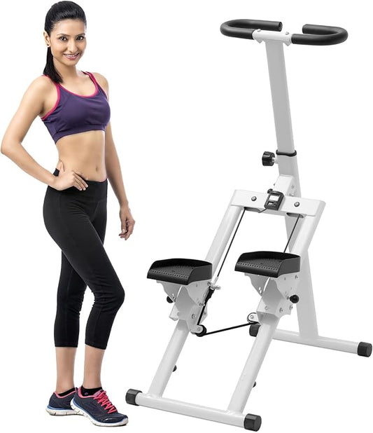 Stair Stepper Climber Adjustable Height, Ergonomic Handlebars, Smooth & Quiet Dual Hydraulic System, Advanced Fitness Tracking, Compact & Foldable for Home Exercise Step Machines