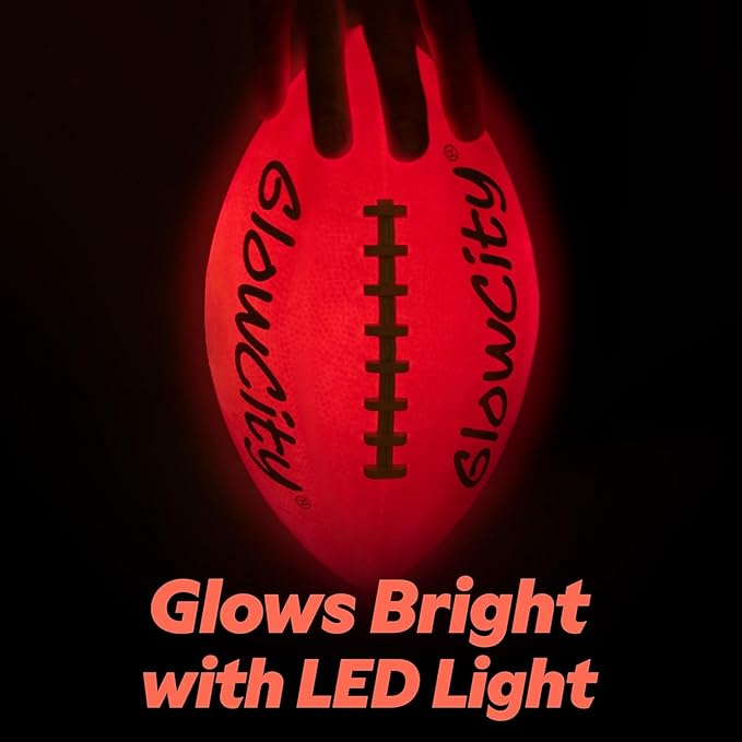 GlowCity Glow in The Dark Football - Size 3/6 Light Up Ball Gifts for Kids, Teens & Adults - Bright Football for Night Outdoor Games - Sports Birthday Gift Ideas for Boys Ages 6 7 8 9 10 11 12 13 14