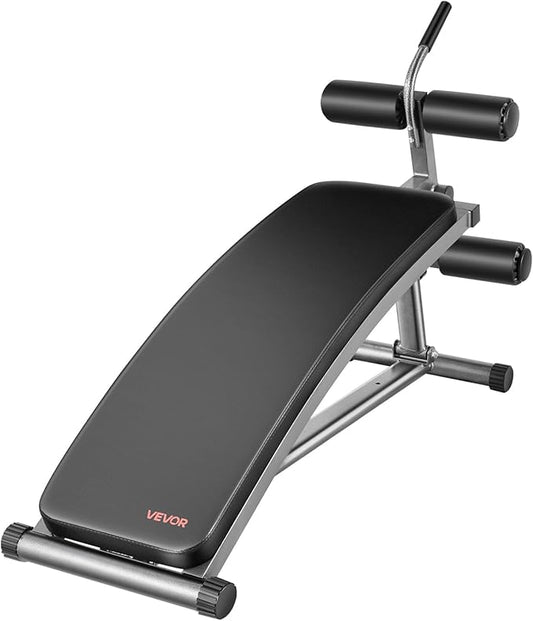 VEVOR Sit Up Bench, Decline Ab Bench with Reverse Crunch Handle, Adjustable Height Setting, Heavy Duty Steel, 500/600/1000 Lbs Capacity for Home Gym Workouts, Strength Training, Full Body Muscles