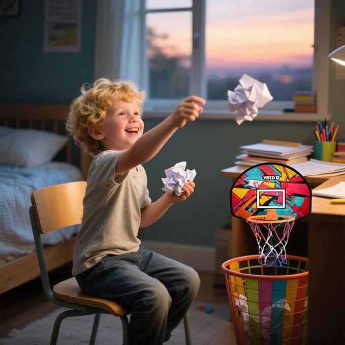 GYSH Trash Can Basketball Hoop,Clip On Any Bin or Behind The Door ! Mini Hoop with Backboard, Ball & Pump，Classroom, Office Toys for Adults, Great Birthday Gift Idea (Red)