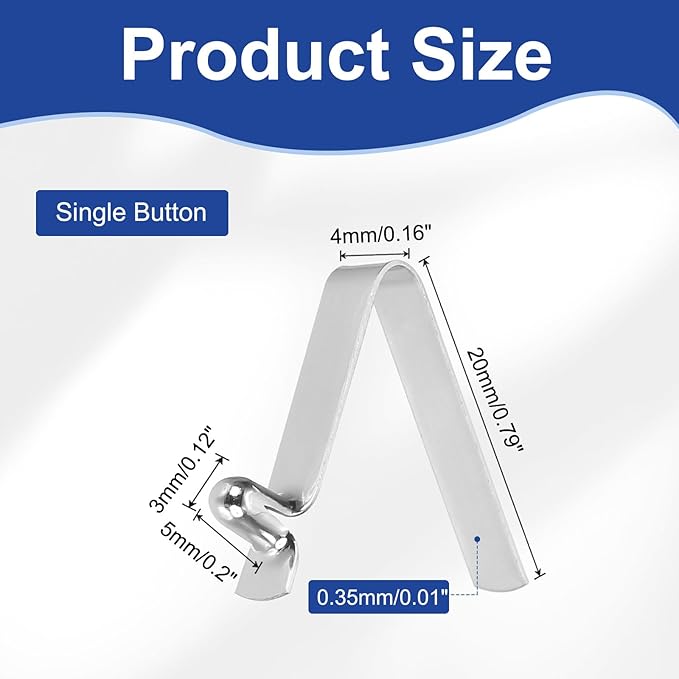 HARFINGTON Single Button Kayak Paddle Snap Spring Clip Spring Steel V-Shaped Hollow Lift Telescopic Locking Tube Pole Clips for Tent Umbrella Camping