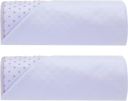 Peryiter 2pack 72 x 24'' Hot Yoga Towel Pack with Grip Dot, Sticky Fiber Mat Towels Non Slip for Hot Yoga, Absorbent Microfiber Sweat Anti-slip Cover for Pilates Exercise Fitness Workout(Light Purple)