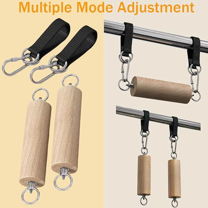 Wooden Pull Up Climbing Hold Grips，Rock Climbing Holds Training Set， Arm Strength Trainer， Pull Up Grip Strength Straps for Home ，Gym， Rock Climbing， Fitness， Rehabilitation
