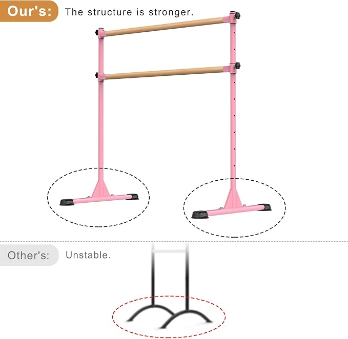 Height Adjustable Ballet Barre, Heavy Duty Freestanding Dance Bar, Anti-Slip Sturdy for Kids & Adults, Ideal for Home, Ballet, Fitness, Yoga