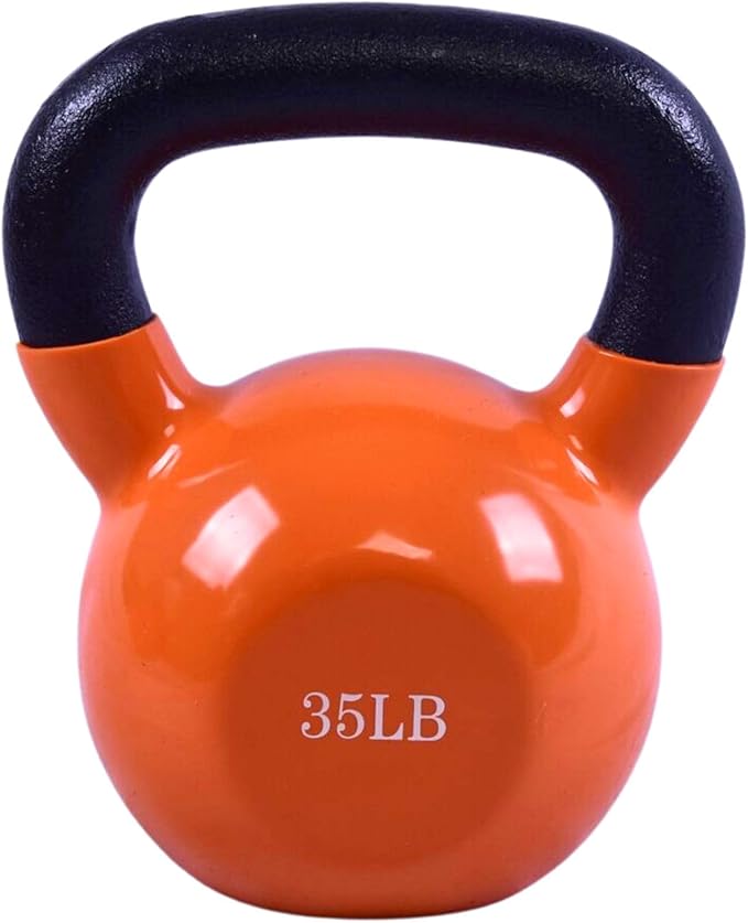 Vinyl Coated Kettlebell - Choose 20, 25, 30, 35, 40, 45 Lbs - Durable, Non-Slip Grip for Home Gym, CrossFit, Strength Training