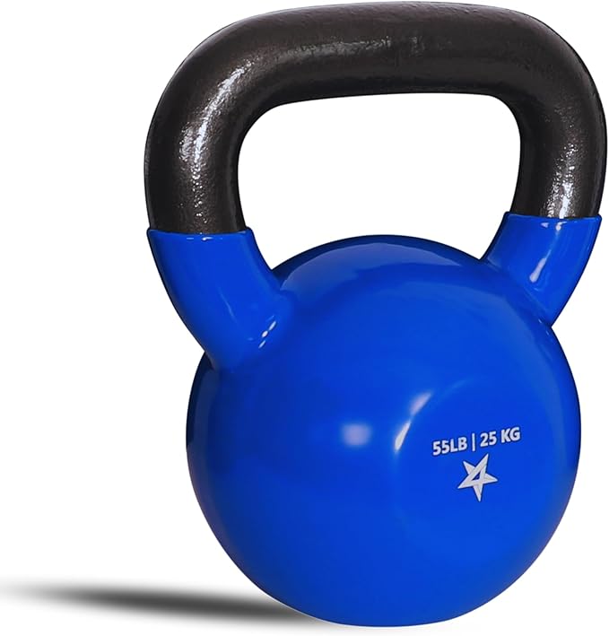 Yes4All Kettlebell, 5-100 LB Vinyl Coated Cast Iron Strength Training Kettlebells for Home Gym Exercises, Fitness, Full Body Workout Equipment, Push Ups, and Grip Strength