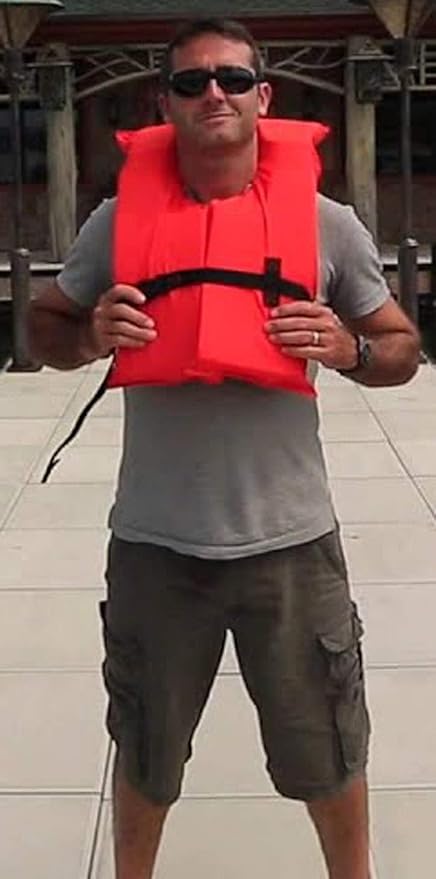2 Pack Coast Guard Approved Life Jackets. High Visibility Color Type II Keyhole Life Vest in Classic May West Style. Compliance Flotation Device