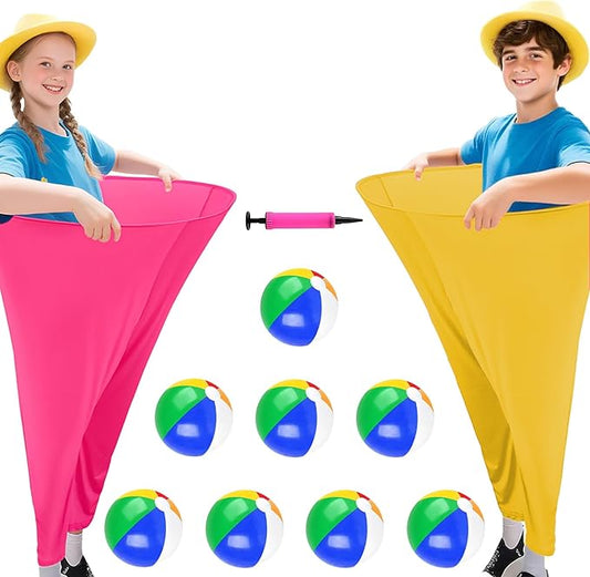 Granny Pants Yard Game Freaky Party Games Pants with Bouncy Balls and Air Pump Oversized Granny Pants Outdoor Game for Adults and Family Interactive Throwing Game for Group Gatherings