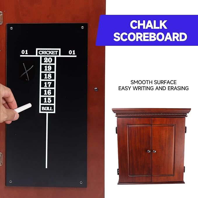 GSE Games & Sports Expert Professional Solid Wood Classic Official Size Dartboard Cabinet with Dart Scoreboard for Game Room. Dartboard & Darts Not Included