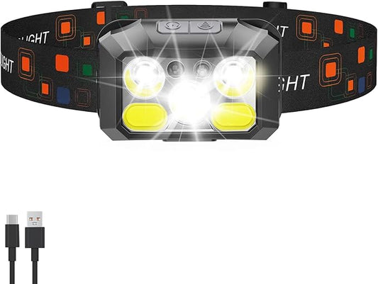 Headlamp Rechargeable LED, 400 Lumens with Red & White Light, 8 Modes, USB-C Charging, IPX4 Waterproof, for Running, Hiking, Fishing, and Camping