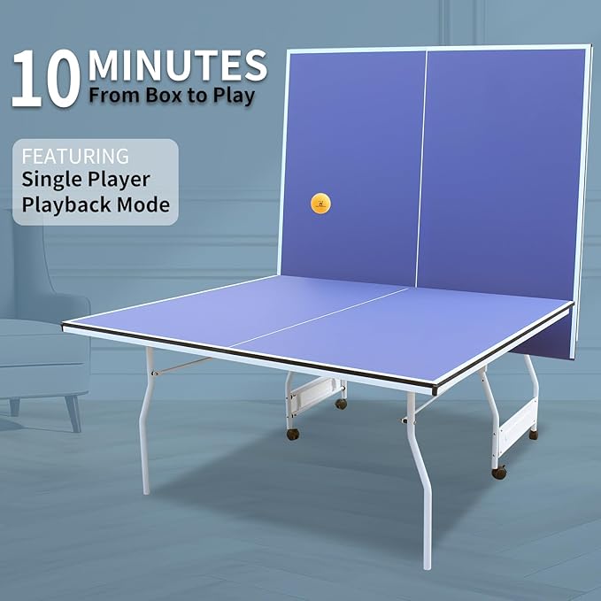 Foldable Ping Pong Table Portable 4.5FT/6 FT/9FT Table Tennis Table Foldable for Indoor Outdoor Games - Quick Assembly