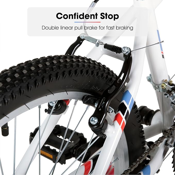 HILAND 24 26 inch Mountain Bike for Men Women, 18 Speeds High-Carbon Steel Frame, Sport Cycling MTB Bicycle for Adult