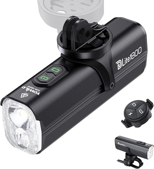TOWILD DLite1800 Bike Lights for Night Riding 1800LM Dual Light Source System,Super Bright Front Bicycle Light Waterproof Bike Headlight for Mountain,Road,Commuter Cycling -Fits All Bikes