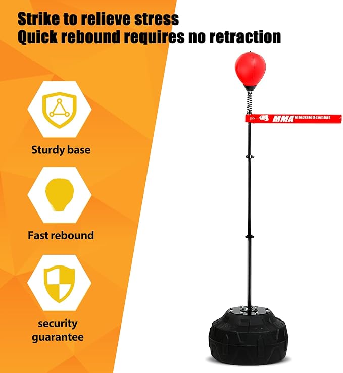Punching Bag Reflex Boxing Adjustable Height 76in for Adults