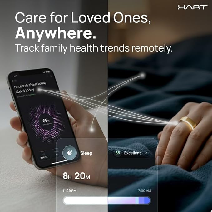 HART Smart Ring - Health & Fitness Tracker for Men & Women, 8+ Day Battery, Tracks Heart Rate, Stress, Activity, Weight Loss Buy Sizing Kit, Wearable Ring for Women Daily Routine, Sleep Tracker