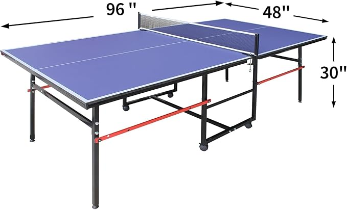 Professional Table Tennis Table, Foldable Ping Pong Game Set for Indoor, 8FT 9FT Single Player Playback Mode Ping Pong Table with Net and Post Set, 2 Paddles and 3 Balls