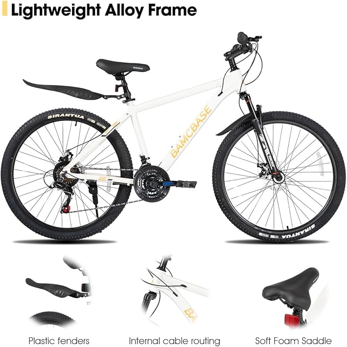 HILAND 26 27.5 Inch Mountain Bike, Mens and Womens Aluminum Frame MTB with 21 Speeds, Dis Brake, Hardtail Bicycle for Adults