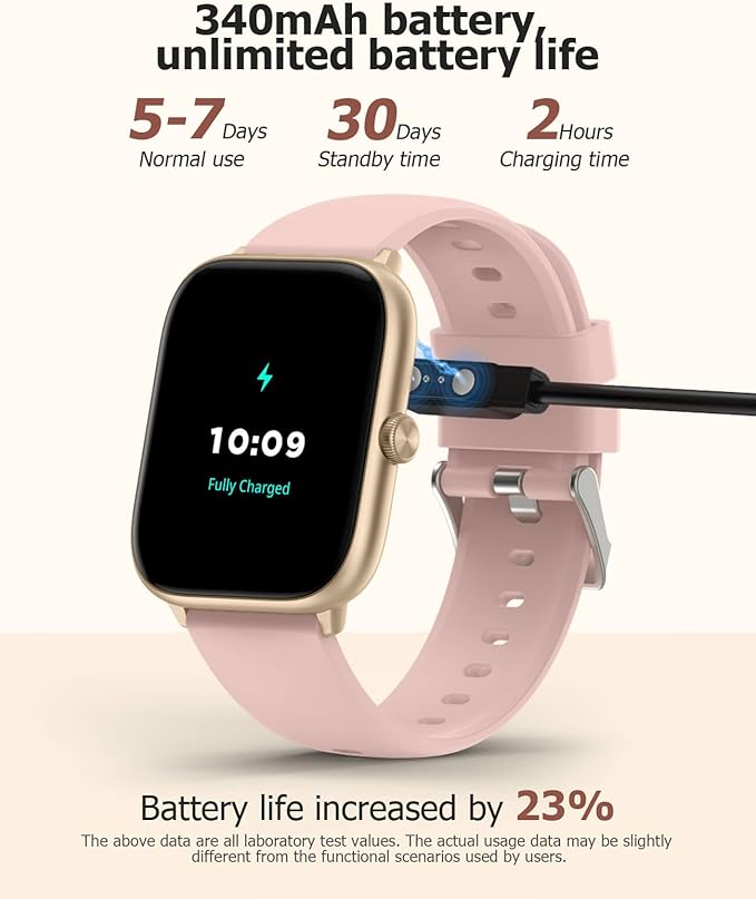 Smart Watches for Women with Blood Pressure, 2.06" AMOLED Touchscreen, 118 Sports Modes, Fitness Tracker with Heart Rate Sleep Blood Oxygen Monitor, IP68 Waterproof, Compatible with iPhone and Android