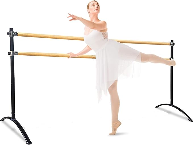 Ballet Barre Portable for Home or Studio, Height Adjustable Bar for Stretch, Pilates, Dance or Active Workouts, Single or Double Bar, Kids and Adults