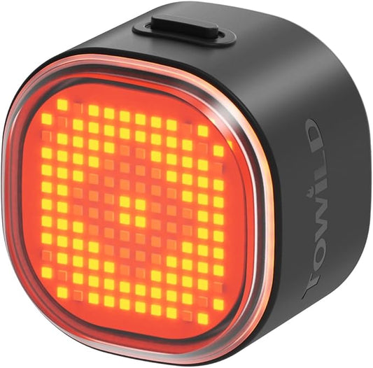 TOWILD TL08 Bike Tail Light, Customized Patterns Full-Color Bike Rear Light, Brake Sensing, USB-C Rechargeable, IPX6 Waterproof