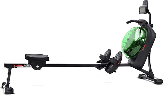 Sunny Health & Fitness Elite Water Rowing Machine with High Dynamic Resistance Vertical Tank, Low-Impact Full-Body Workout and Optional Free SunnyFit App Connectivity