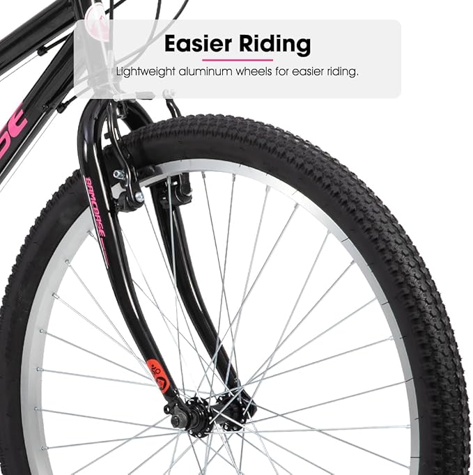 HILAND Bamcbase Womens Mountain Bike, 24 26 Inch 18 Speeds Hybrid Commuter Bicycle for Adults, Sport Hardtail Trail MTB