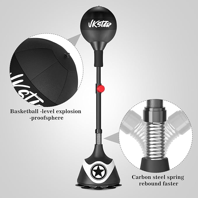 Boxing Speed Training Sandbag with Suction Cup, Boxing Reflex Bag for Teens and Adults, Height Adjustable - Home Gym Equipment