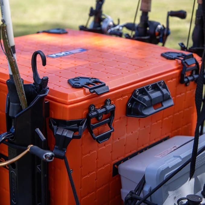 YakAttack BlackPak Pro 16" x 16" Kayak Fishing Crate with 6 Rod Holders - Orange | Tackle Storage Box & Fishing Gear Organizer | Lightweight, Durable & Customizable Kayak Fishing Accessory