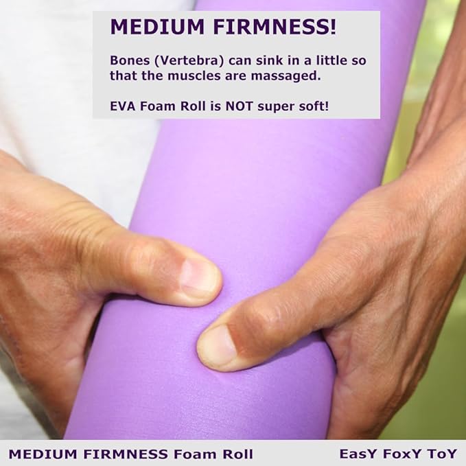 Small Size Low-Medium Density EVA 4 Inch Foam Roller for Back &Leg Pain; Sore Muscle Recovery; Trigger Point Massage Roller Ø3.75x18inch Physical Therapy; Helps as Spine Cracker Stretcher
