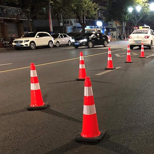 (6 Pack) BESEA 28” inch Traffic Safety Cones Orange Road Parking Cones Heavy Duty Construction Cone Structurally Stable for Traffic Control at Public Place