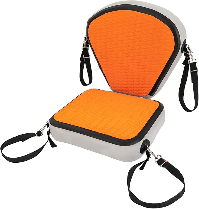 Inflatable Kayak Seat, Universal Paddle Board Seat, Thicken Seat Cushion, Back Support Adjustable, for Surfboard Kayak Canoe Marine (Orange)