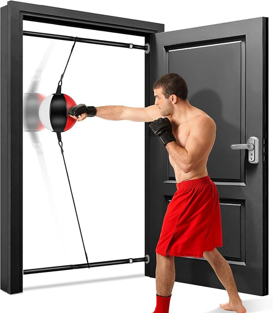 Doorway Punching Bag Double End Bag for Boxing, No Wall Installation Boxing Training Set with Bungee Cords, Double End Punching Ball Striking Equipment for Training at Home & Gym