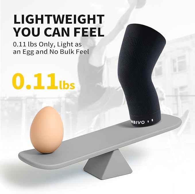 CAMBIVO Elite Motion Series Knee Brace for Women and Men (2 Pack), Ultra-Thin Lightweight Knee Compression Sleeve with Reflective Design for Pain Relief, Running, Workouts, Daily Use (Black, X-Large)