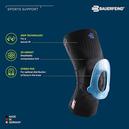 Bauerfeind Sports Knee Support NBA - Officially Licensed Basketball Knee Brace - Relief and Stabilization - Targeted Compression - Lightweight & Durable - White, Small